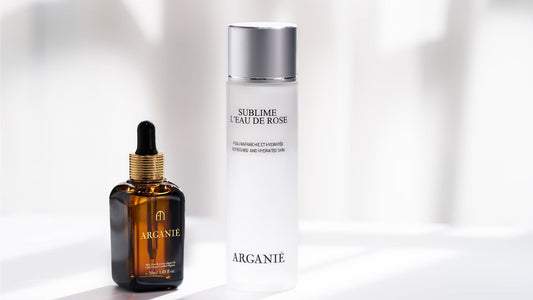 アルガンオイルのスポイトボトルと保存環境のイメージ